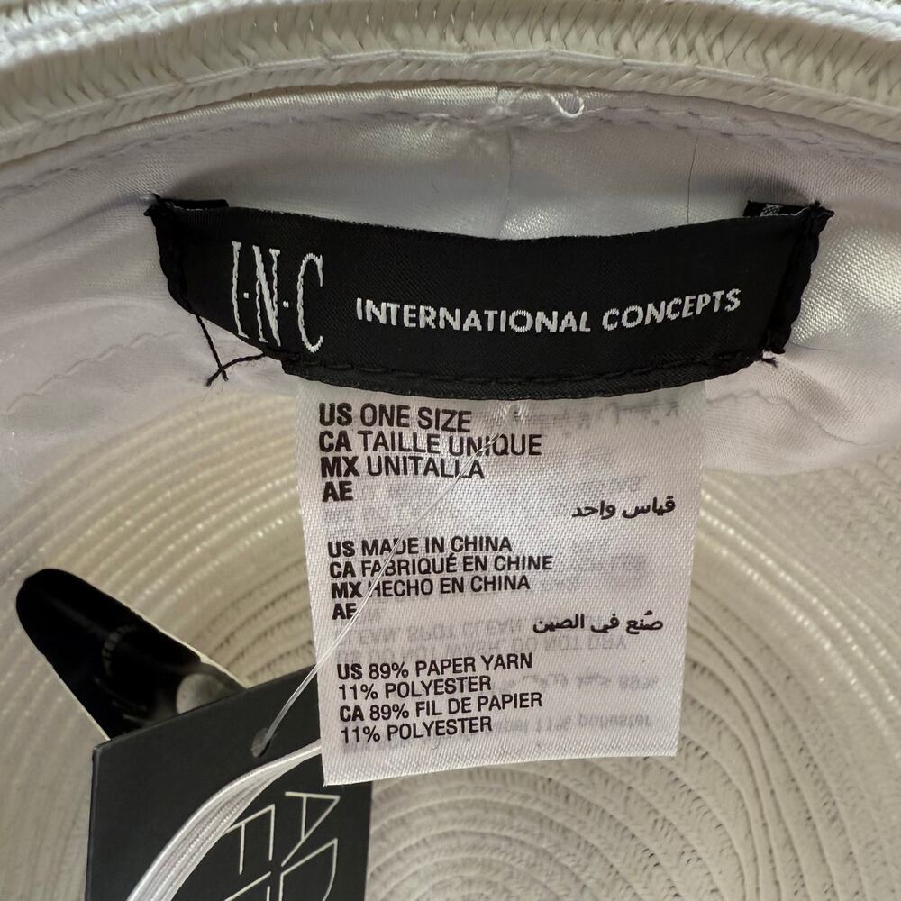 INC International Concepts White Beaded Straw Hat Sz O/S NWT - Picture 4 of 13